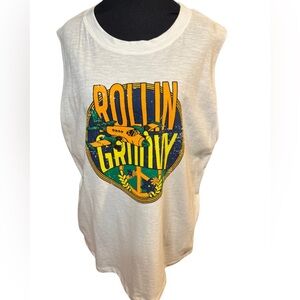 NWT - BUCKETLIST White Sleeveless Graphic Tee Women's Medium